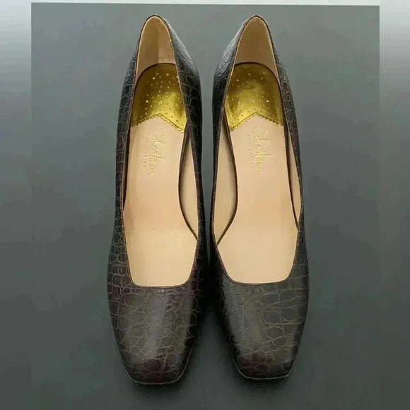 Cole Haan Carma Brown Croc Leather Heel Shoes Pumps Nike Air - Picture 6 of 12